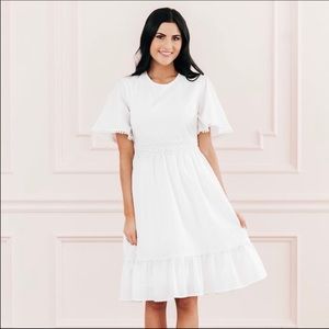 Rachel Parcell White Dutch Flutter Sleeve Dress